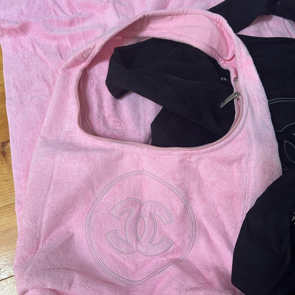 CHANEL Light Pink Terry Cloth Tote